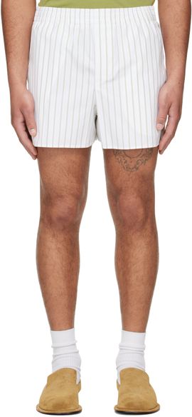 AMI Paris AMI Paris Off-White & Green Cotton Elasticated Shorts