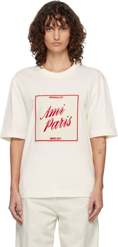 AMI Paris AMI Paris Off-White Cotton 'Ami Paris Heritage' Print T-shirt