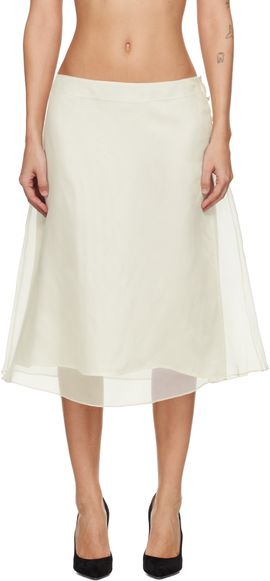 AMI Paris AMI Paris Off-White Silk Sheer Trapeze Midi Skirt