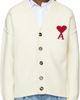 AMI Paris AMI Paris Off-White Wool Contrasted Ami de Coeur Cardigan - 1
