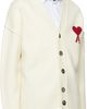 AMI Paris AMI Paris Off-White Wool Contrasted Ami de Coeur Cardigan - 2