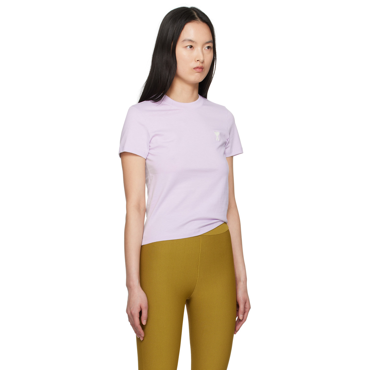 AMI Paris - Purple Cotton Cropped T-shirt