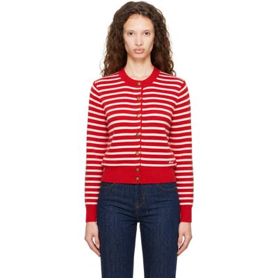 AMI Paris AMI Paris Red & Off-White Sailor Cardigan