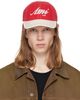 AMI Paris AMI Paris Red & White 'AMI' Embroidery Bicolor Cap - 1