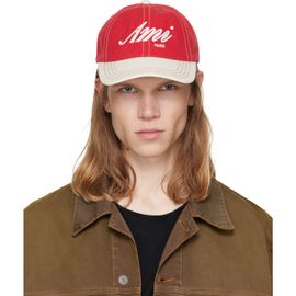 AMI Paris AMI Paris Red & White 'AMI' Embroidery Bicolor Cap