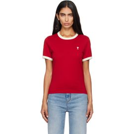 AMI Paris AMI Paris Red Ami De Coeur Contrasted Cotton T-shirt