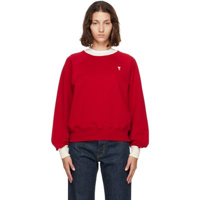 AMI Paris AMI Paris Red Bicolor Ami de Coeur Sweatshirt