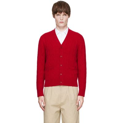 AMI Paris AMI Paris Red Cable Wool Cardigan