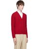AMI Paris AMI Paris Red Cable Wool Cardigan - 2
