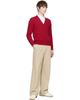 AMI Paris AMI Paris Red Cable Wool Cardigan - 4