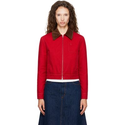 AMI Paris AMI Paris Red Cotton Zipped Ami de Coeur Jacket