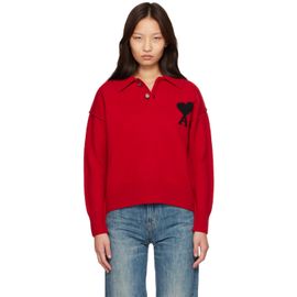 AMI Paris AMI Paris Red Wool Ami de Coeur Polo