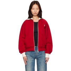 AMI Paris AMI Paris Red Zipped Cotton Ami de Coeur Sweatshirt