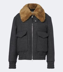 Ami Paris Ami Paris Shearling-trimmed virgin wool blouson jacket