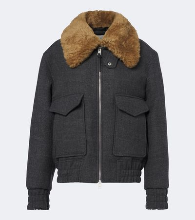Ami Paris Ami Paris Shearling-trimmed virgin wool blouson jacket