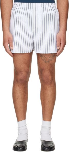 AMI Paris AMI Paris White & Navy Cotton Elasticated Shorts