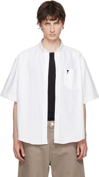 AMI Paris AMI Paris White Boxy Embroidered 'Ami de Coeur' Shirt