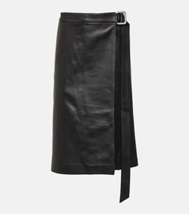 Ami Paris Ami Paris Wrap leather midi skirt
