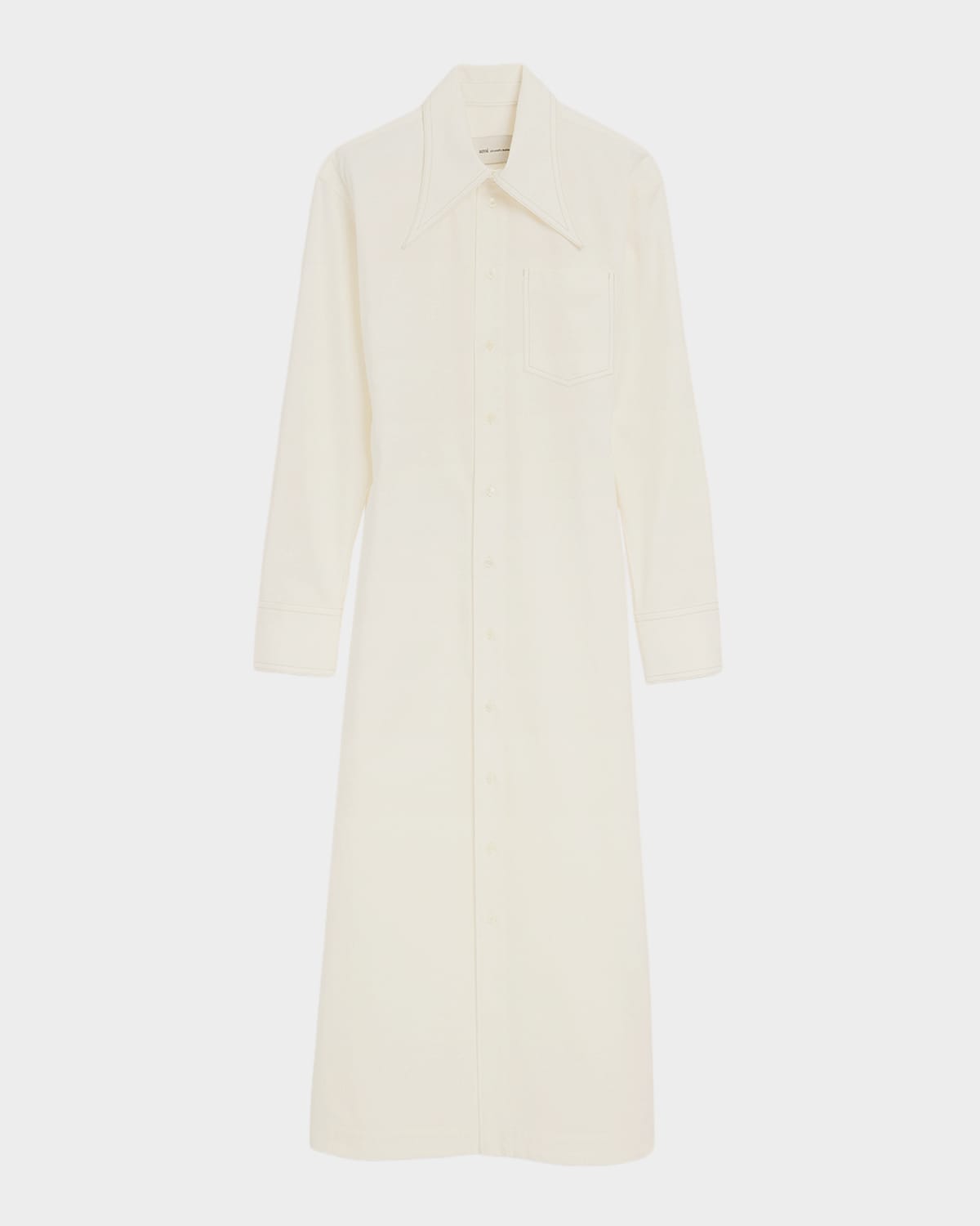 Ami Paris Balloon-Sleeve Cotton Gabardine Midi Shirtdress