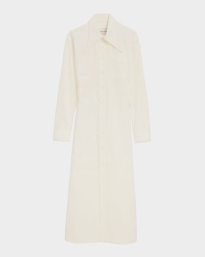 Ami Paris Balloon-Sleeve Cotton Gabardine Midi Shirtdress