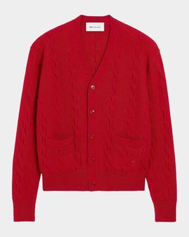 Ami Paris Cable-Knit Wool Cardigan