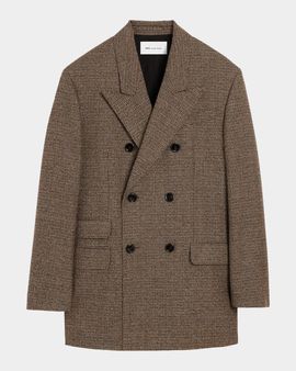 Ami Paris Double-Breasted Houndstooth Wool Oversized Blazer Jacket