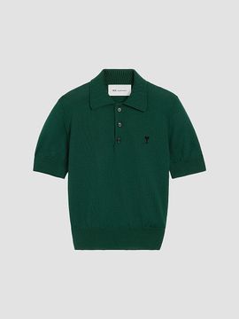 AMI Paris Women's Ami De Coeur Wool Polo Top