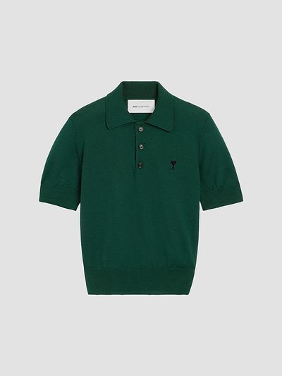 AMI Paris Women's Ami De Coeur Wool Polo Top