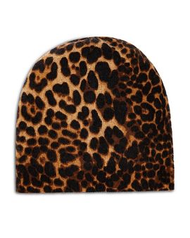 Amicale Amicale Cashmere Animal Print Beanie