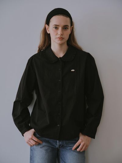 AMIDI FRILL COLLAR LOVELY SHIRT [BLACK]