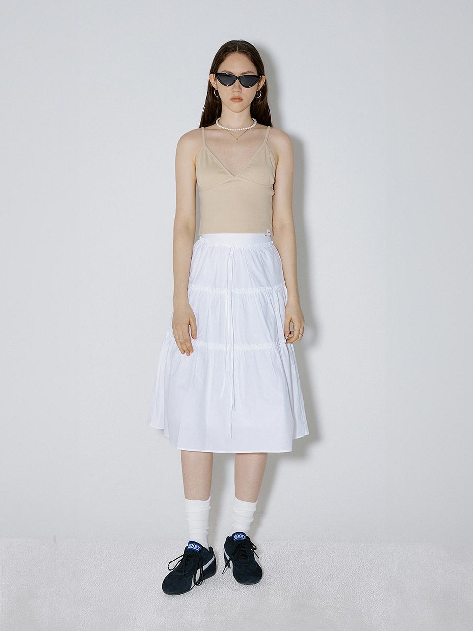 AMIDI JOLI RIBBON RUFFLE SKIRT_WHITE