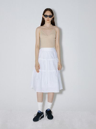 AMIDI JOLI RIBBON RUFFLE SKIRT_WHITE