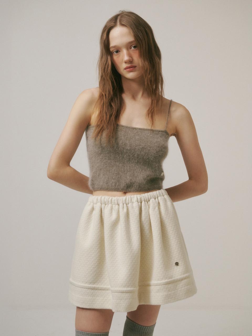 AMIDI VOLUME WOOL SKIRT_IVORY