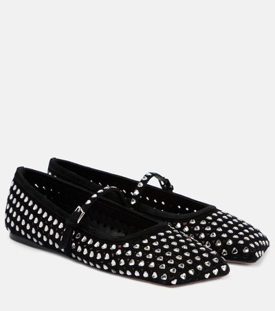 Amina Muaddi Amina Muaddi Ane crystal-embellished leather Mary Jane flats