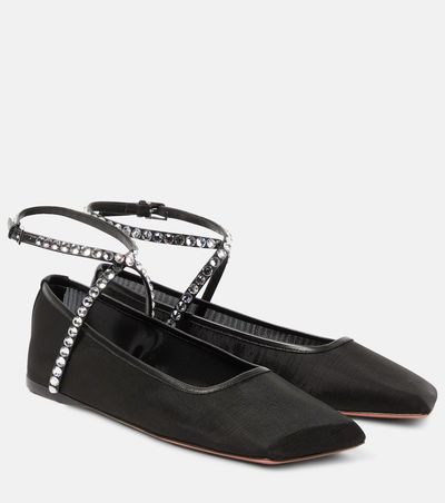 Amina Muaddi Amina Muaddi Ane crystal-embellished mesh flats