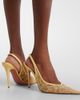 Amina Muaddi Amina Muaddi Anok leather-trimmed lace slingback pumps - 2