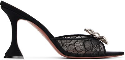 Amina Muaddi Amina Muaddi Black Rosie Lace Slipper 95 Heeled Sandals