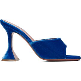 Amina Muaddi Amina Muaddi Blue Lupita 95 Slipper Heeled Sandals
