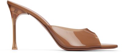 Amina Muaddi Amina Muaddi Brown Alexa Glass Slipper 95 Heeled Sandals