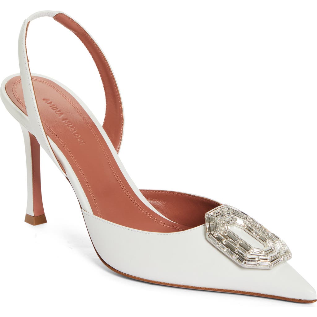 Amina Muaddi Amina Muaddi Camelia Crystal Buckle Slingback Pump