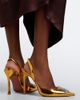 Amina Muaddi Amina Muaddi Camelia mirrored leather slingback pumps - 3
