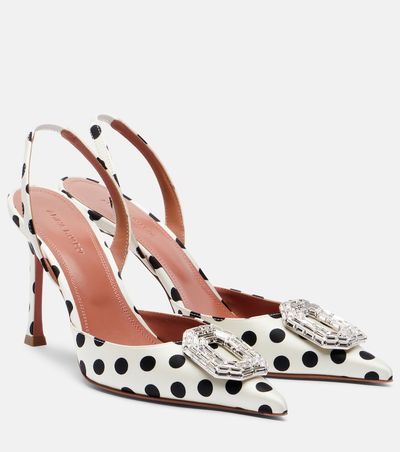 Amina Muaddi Amina Muaddi Camelia polka-dot satin slingback pumps