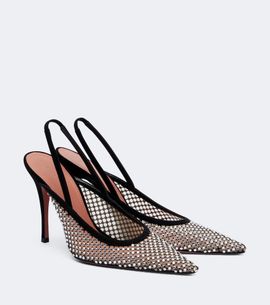 Amina Muaddi Amina Muaddi Felicia embellished mesh slingback pumps