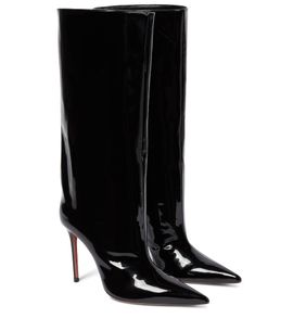 Amina Muaddi Amina Muaddi Fiona patent leather knee-high boots