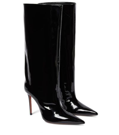 Amina Muaddi Amina Muaddi Fiona patent leather knee-high boots