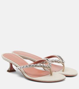 Amina Muaddi Amina Muaddi Gigi embellished canvas thong sandals