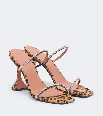 Amina Muaddi Amina Muaddi Gilda embellished calf hair mules