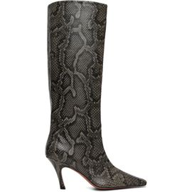 Amina Muaddi Amina Muaddi Gray Mona 80 Tall Boots