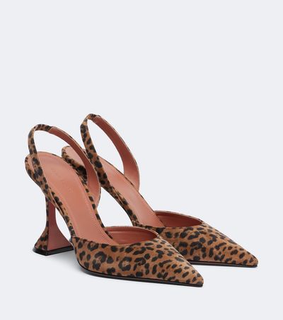 Amina Muaddi Amina Muaddi Holli leopard-print suede slingback pumps