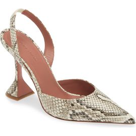 Amina Muaddi Amina Muaddi Holli Snakeskin Embossed Slingback Pump